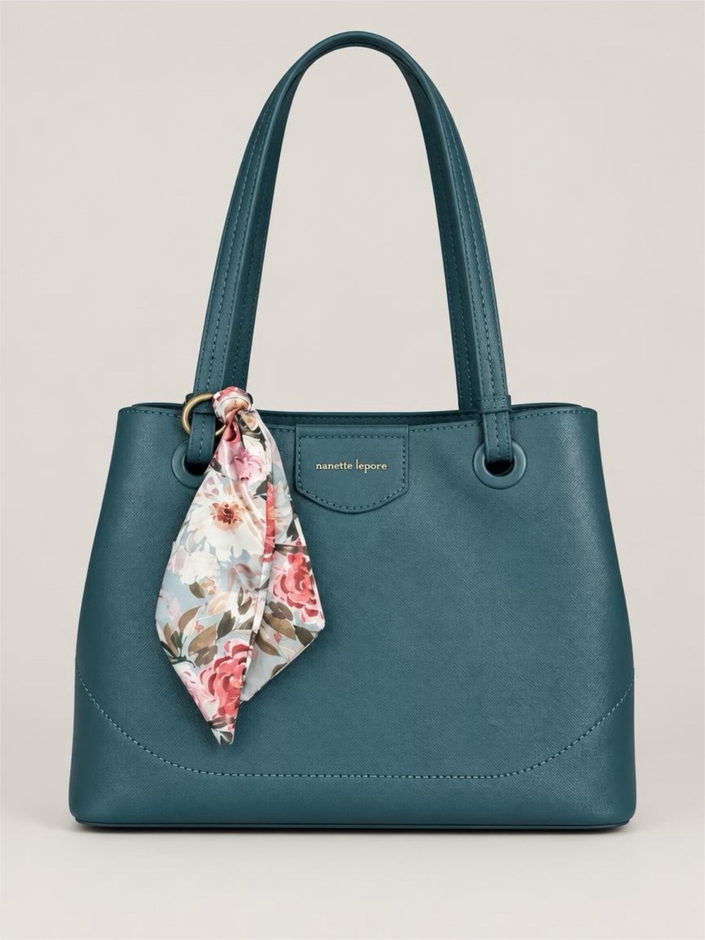 NWT nanette lepore Teal Purse with Floral Scarf